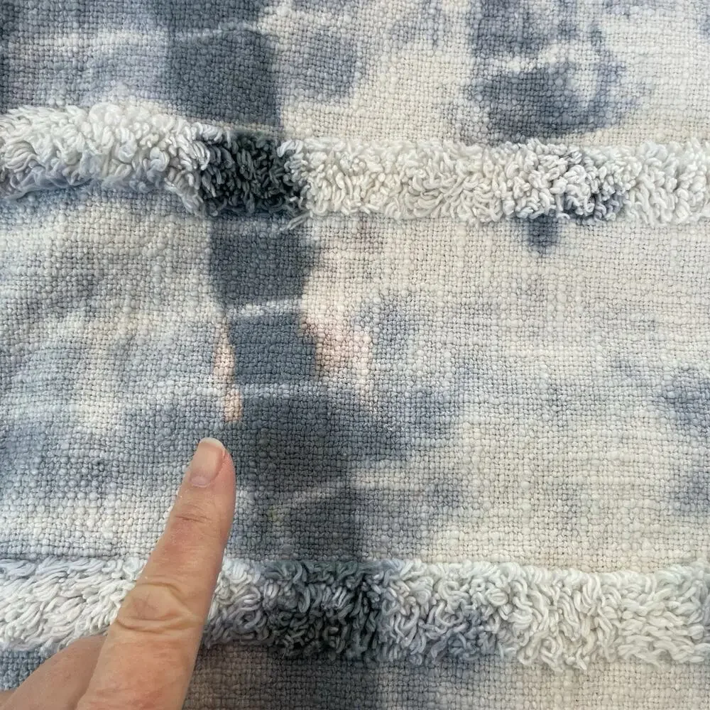 Rachel Zoe Tie Dye Throw Blanket Blue Chenille Tassels Coastal Beach House 52x67